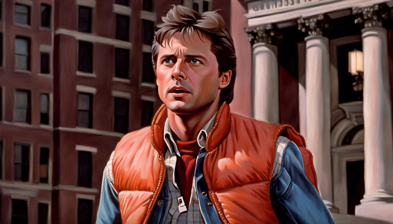 Marty McFly Oil Painting Portrait in 1985