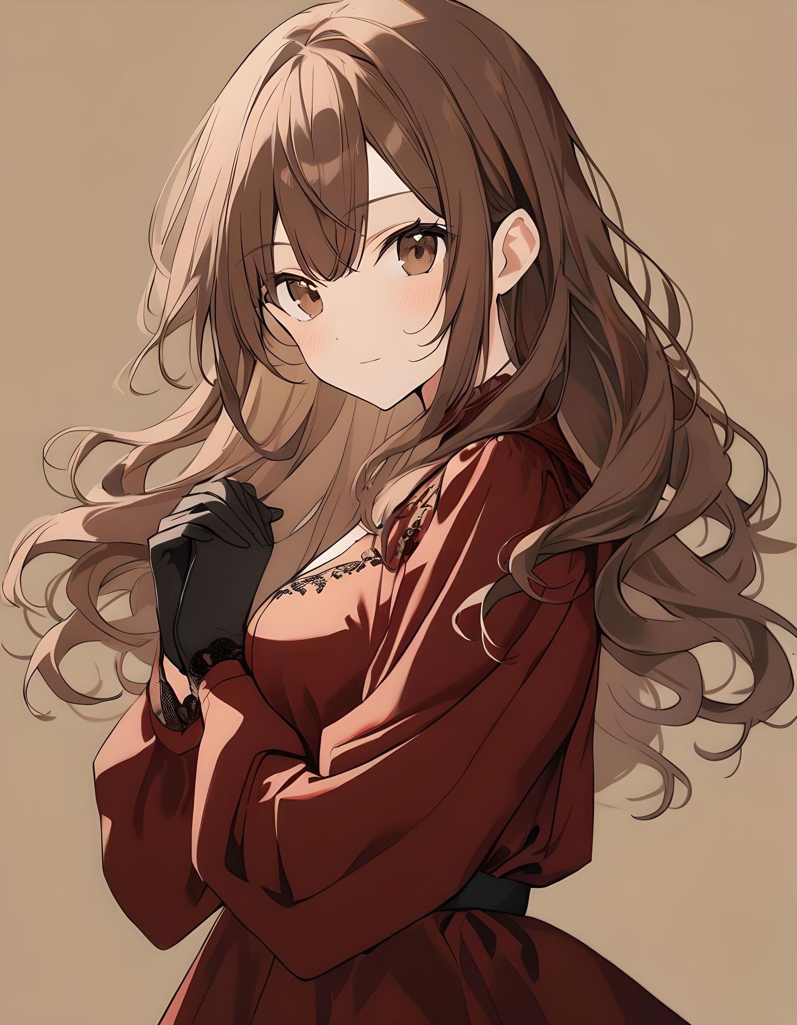 Girl in Red Dress with Brown Hair