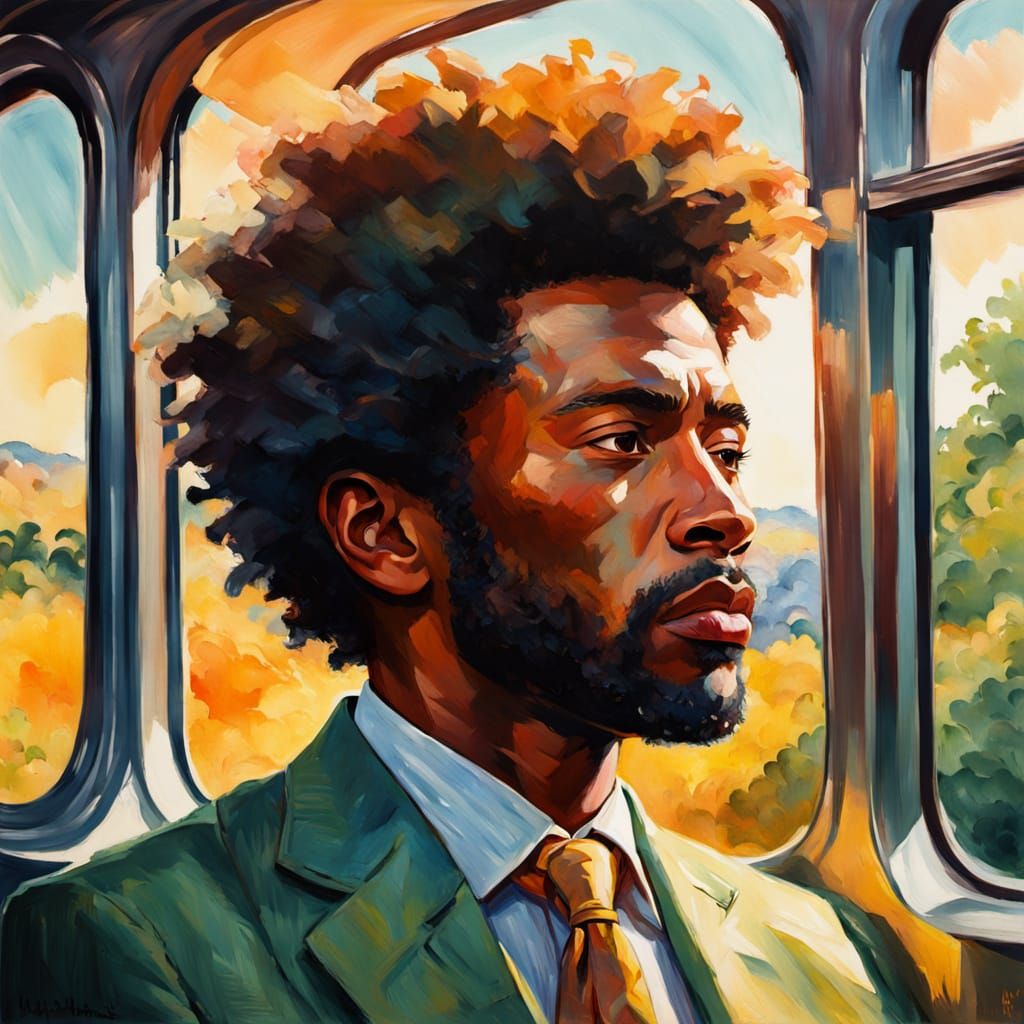 Vibrant Impressionist Masterpiece of African American Man in...