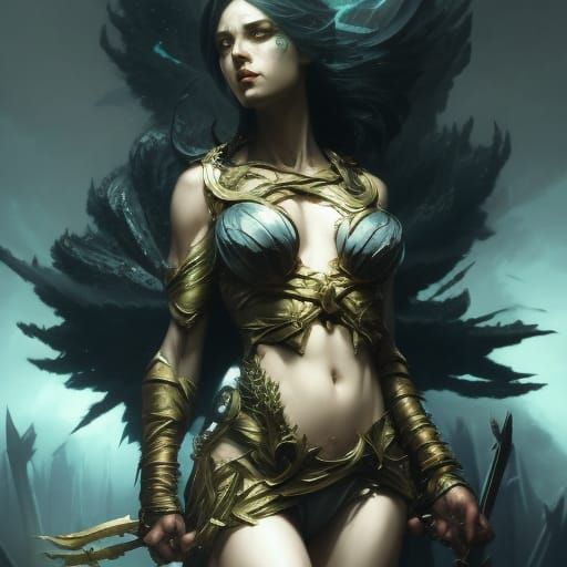 Dark Goddess of Strife in Hyperdetailed Dark Fantasy