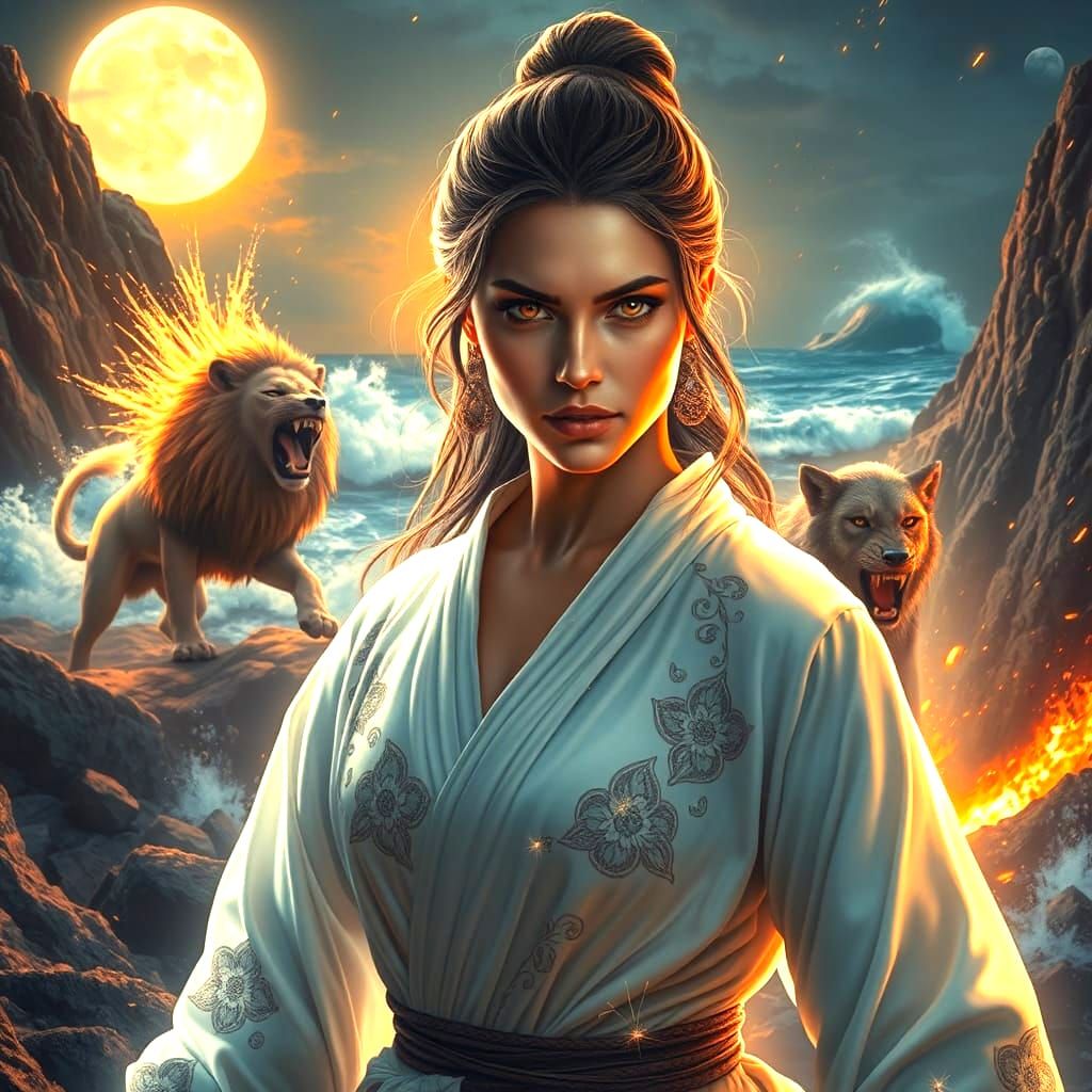 Action Lion Roar in Battle Scene