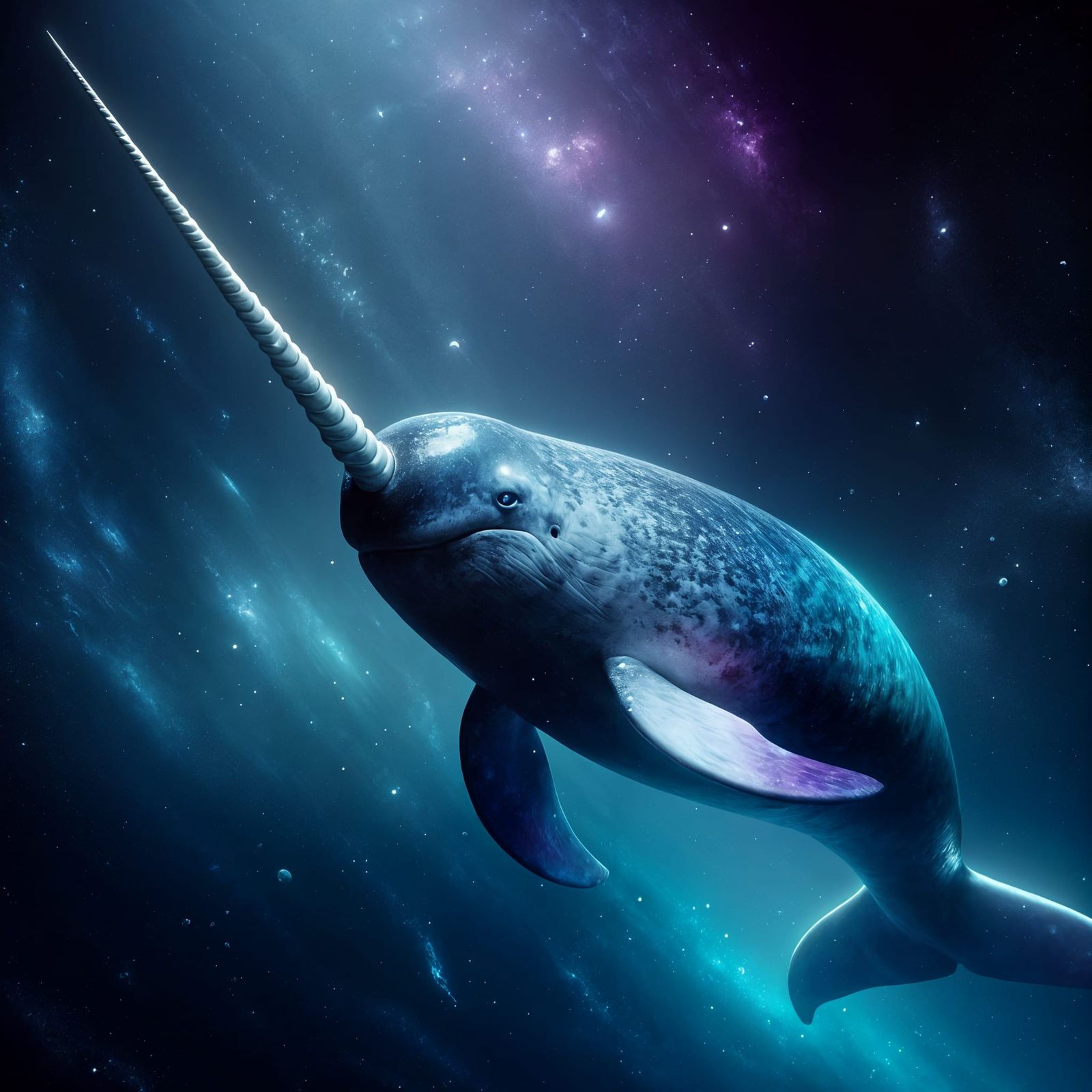Cosmic Narwhal with Glowing Tusk