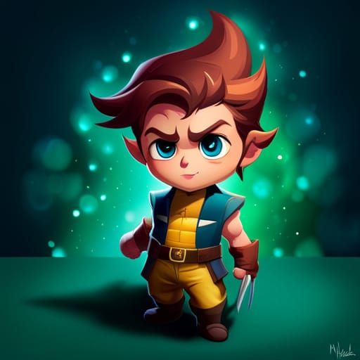 Adorable Chibi Wolverine: Polychromatic Splash Art