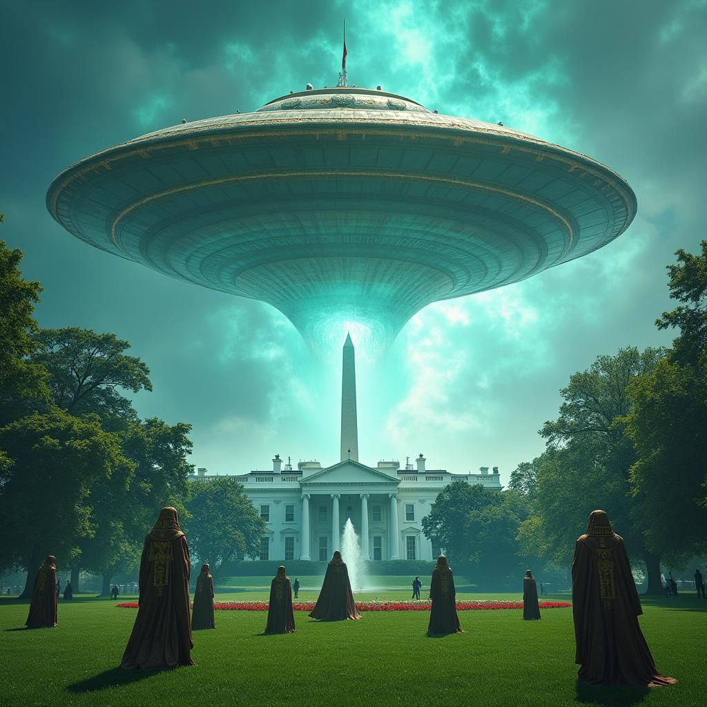 Anunnaki Landing at the White House in Cinematic Style