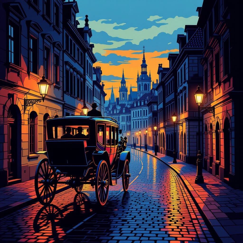 Horse-Drawn Coach in Pop Art Style