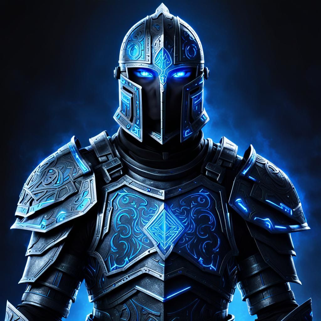 Ethereum Knight in Futuristic Sci-Fi Armor