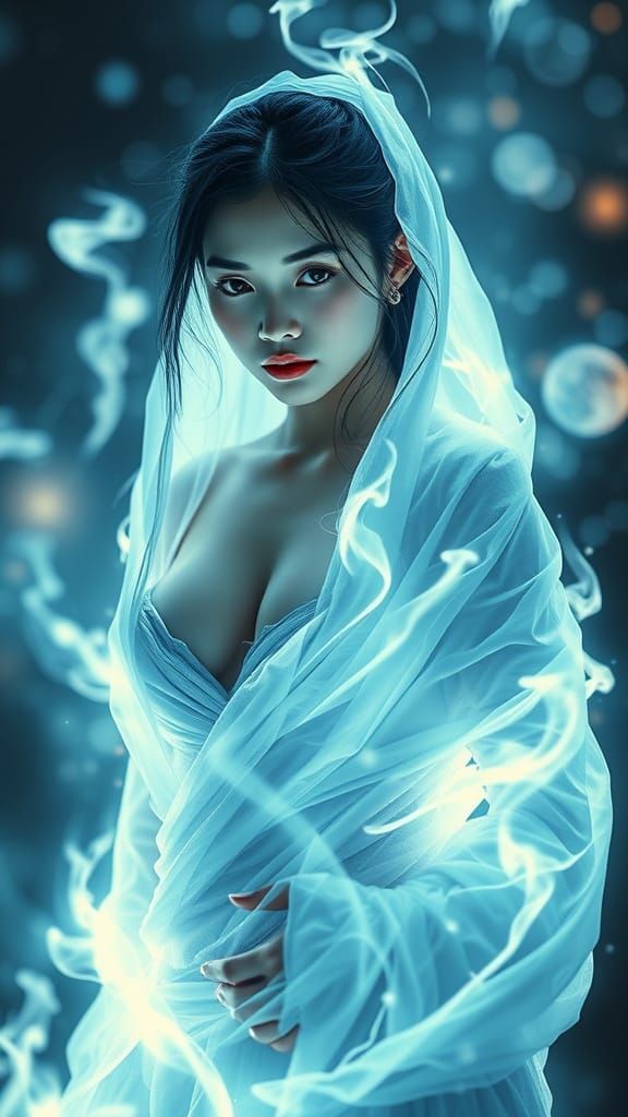 Mystical Vietnamese Goddess Enveloped in Celestial Flames