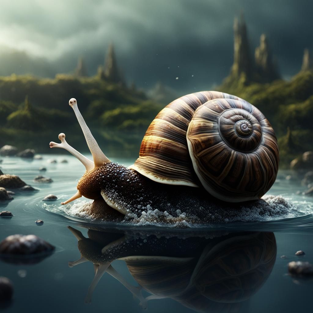 Snail on Water: Dramatic Digital Matte Painting