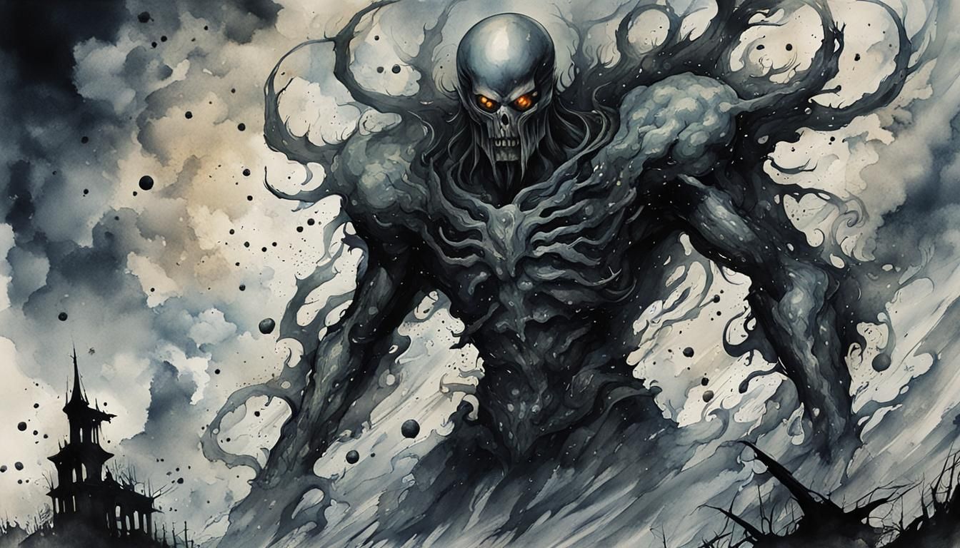 Samyaza the Fallen in Dark Gothic Ink Painting