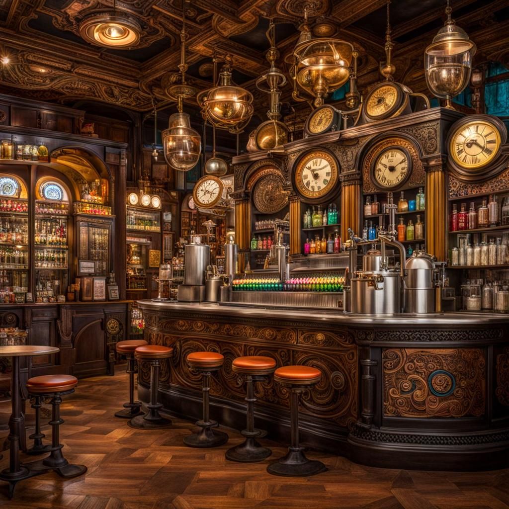 Steampunk Soda Fountain in Colorful Detail