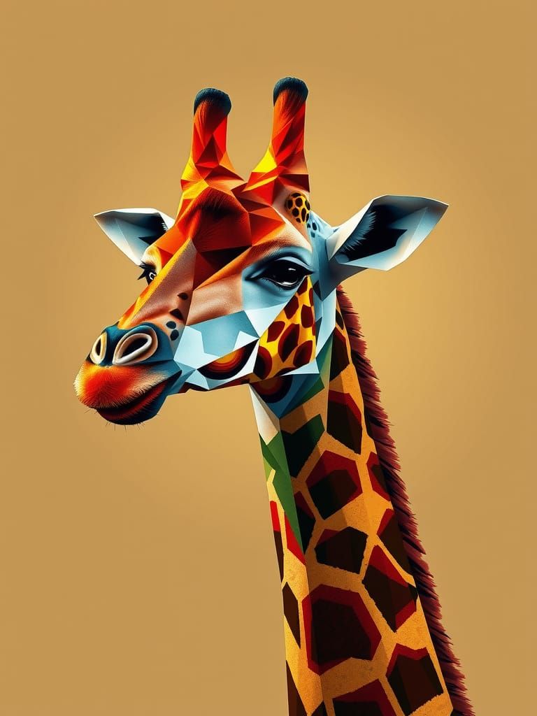 Geometric Giraffe in Cubist Art Deco Style