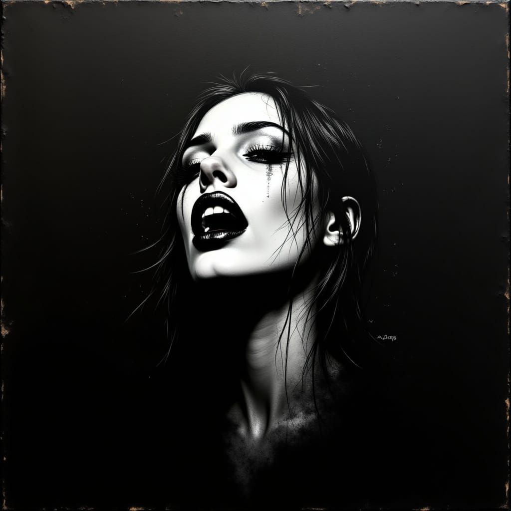 Vampire Face with Fangs in Dramatic Cinematic Style