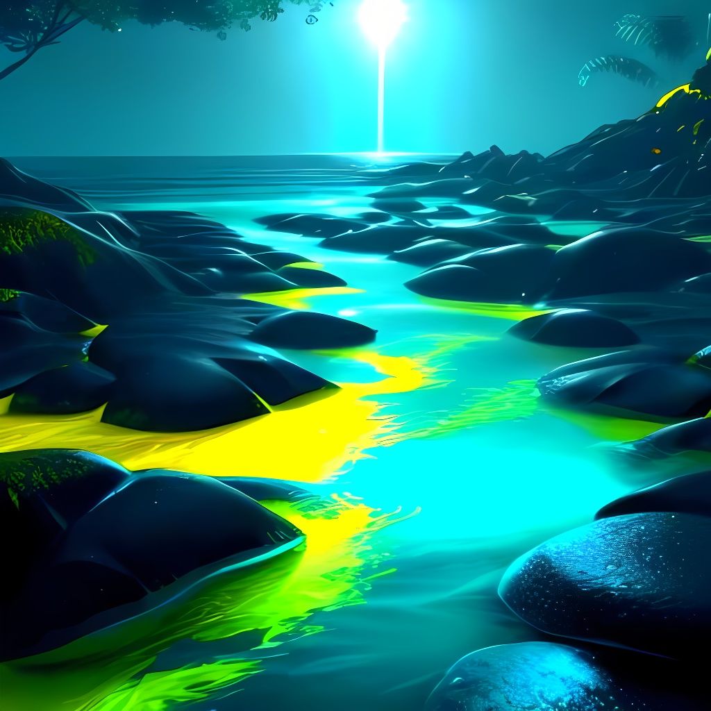 Bright Psychedelic Yellow Water with Neon Tint
