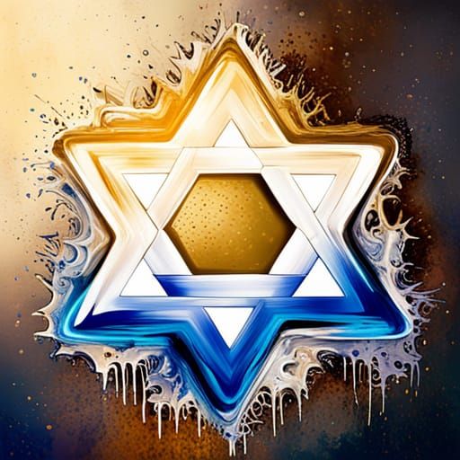 Star of David Graffiti Art in Blue and White