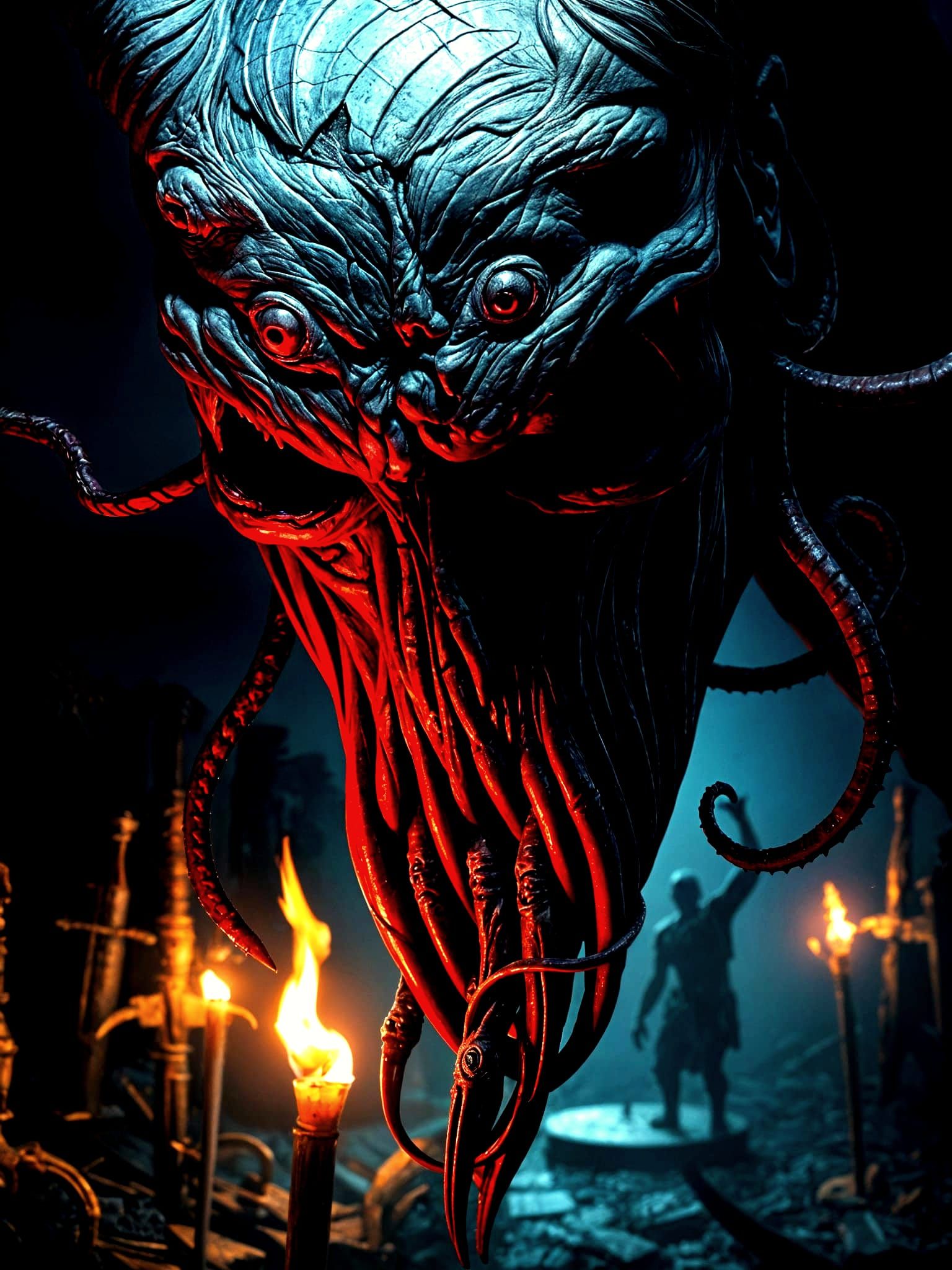 Gothic Horror Demon in Hyper-Realistic Portrait