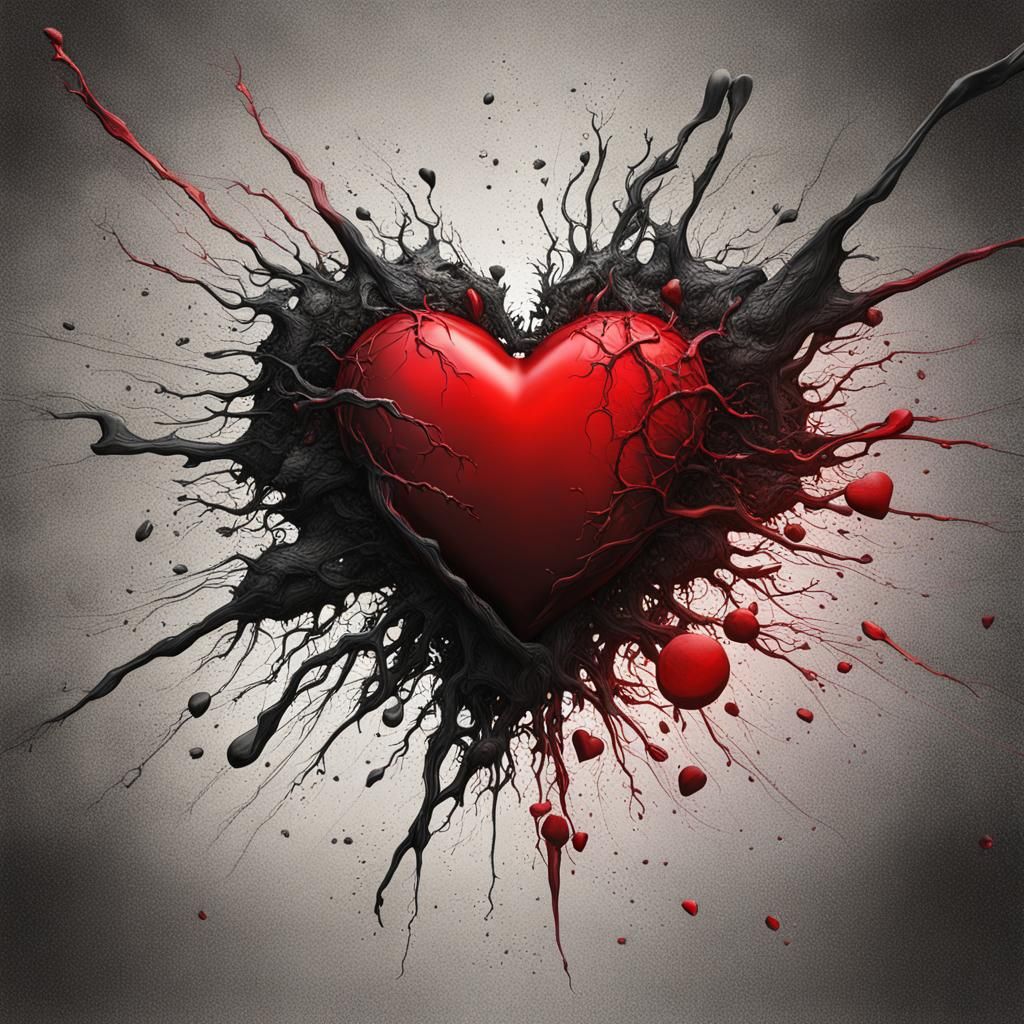 Hyperrealistic Heart Corrupted by Black Veins