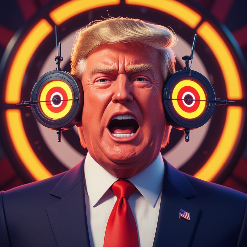 Trump Speech with Bullseye Ears in Anime Style