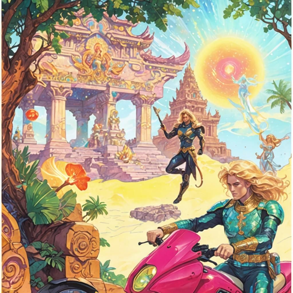 Astral City of Gold: Holographic Cosmic Illustration