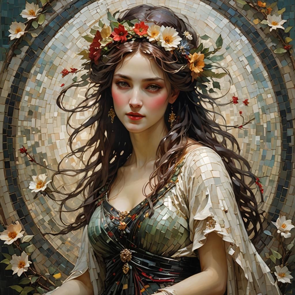 Persephone: Duality Mosaic of Spring and Winter