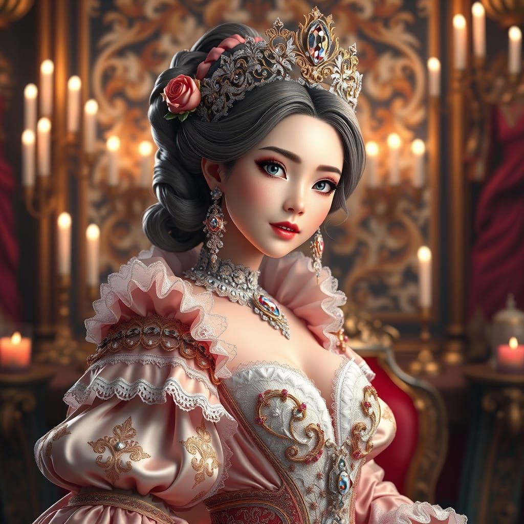 Regal Valentine in Opulent Baroque Attire