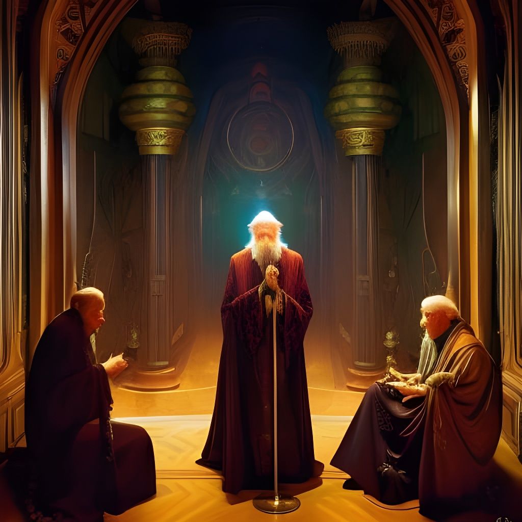 Wizard Casting Spell in Dark Crypt as Digital Art