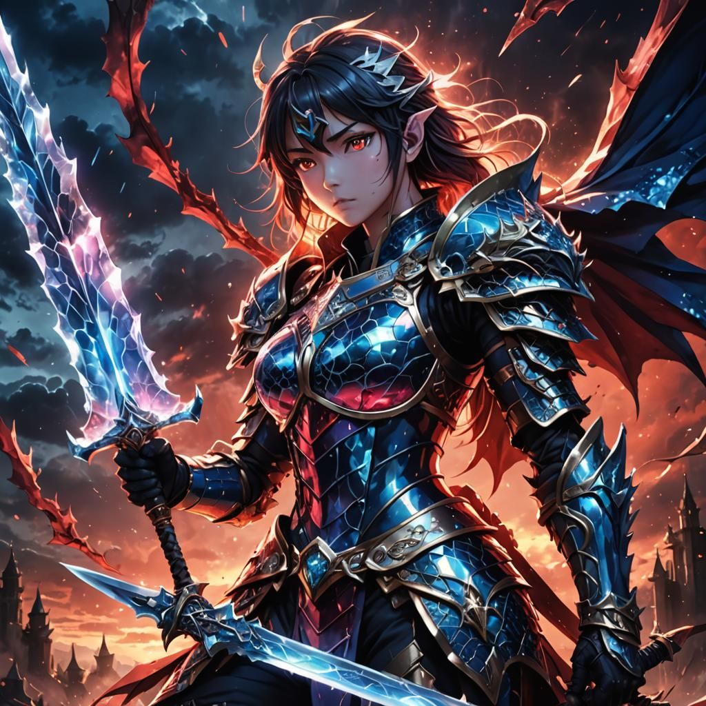 Anime Warrior in Crystal Dragon Armor