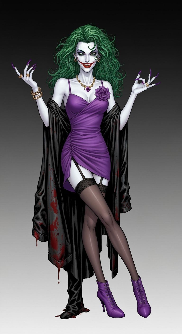 Female Joker in Comic Book Art Style