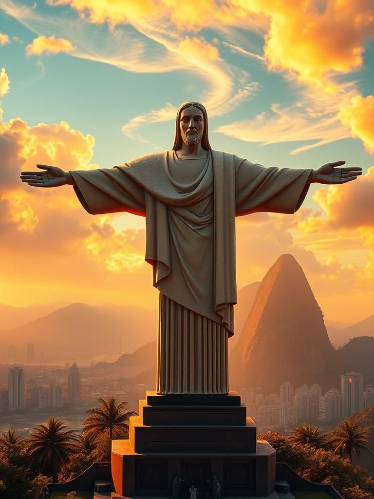 Christ the Redeemer in Dreamlike Art Deco Style