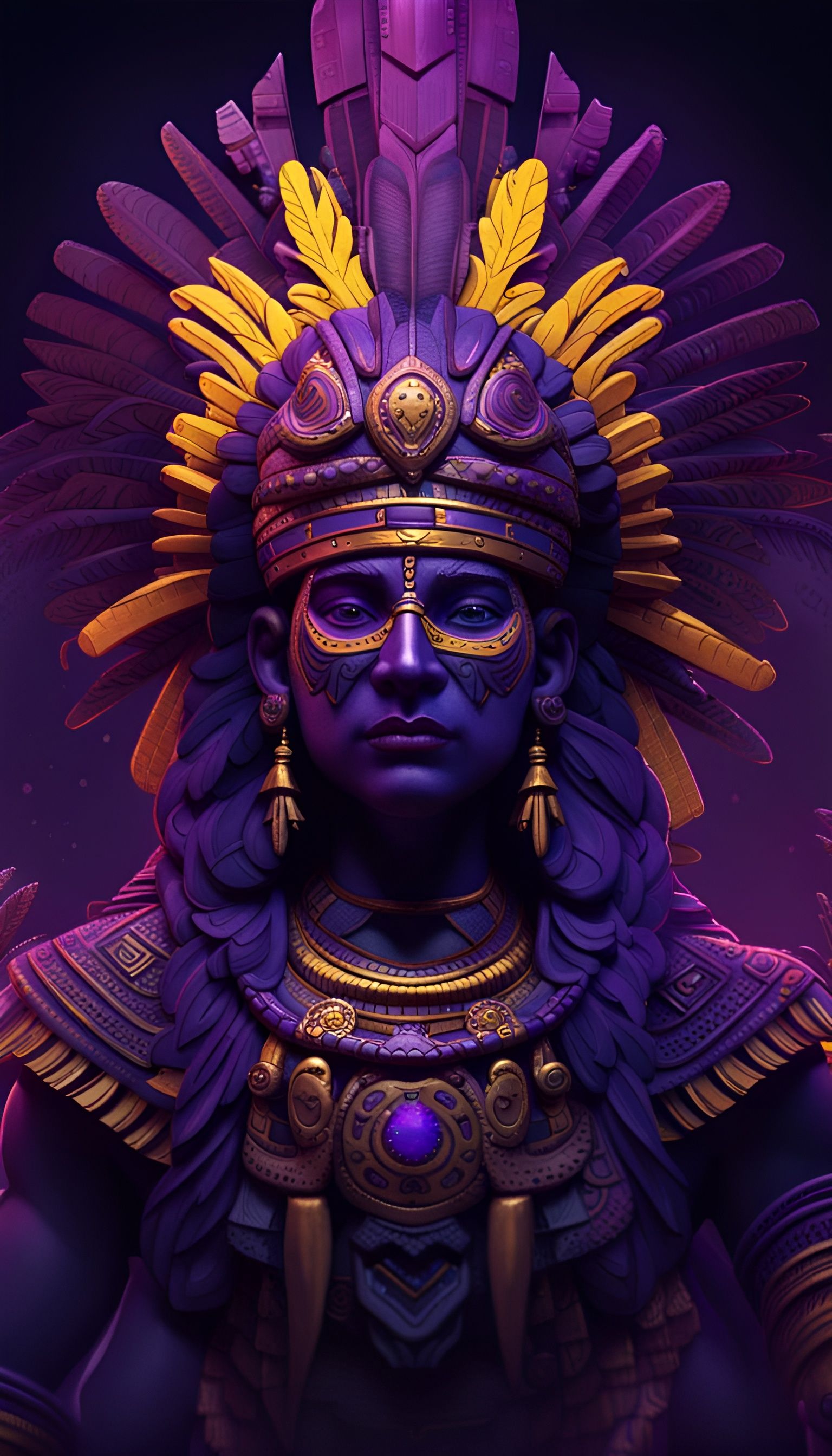 Aztec God in Dark Fantasy Style, 8K Resolution