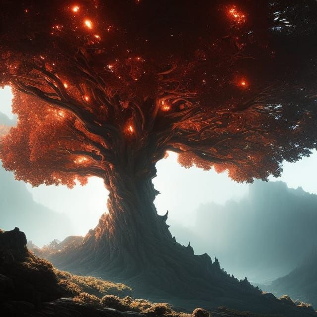 Magical Lava Tree Art Inspired by Titian