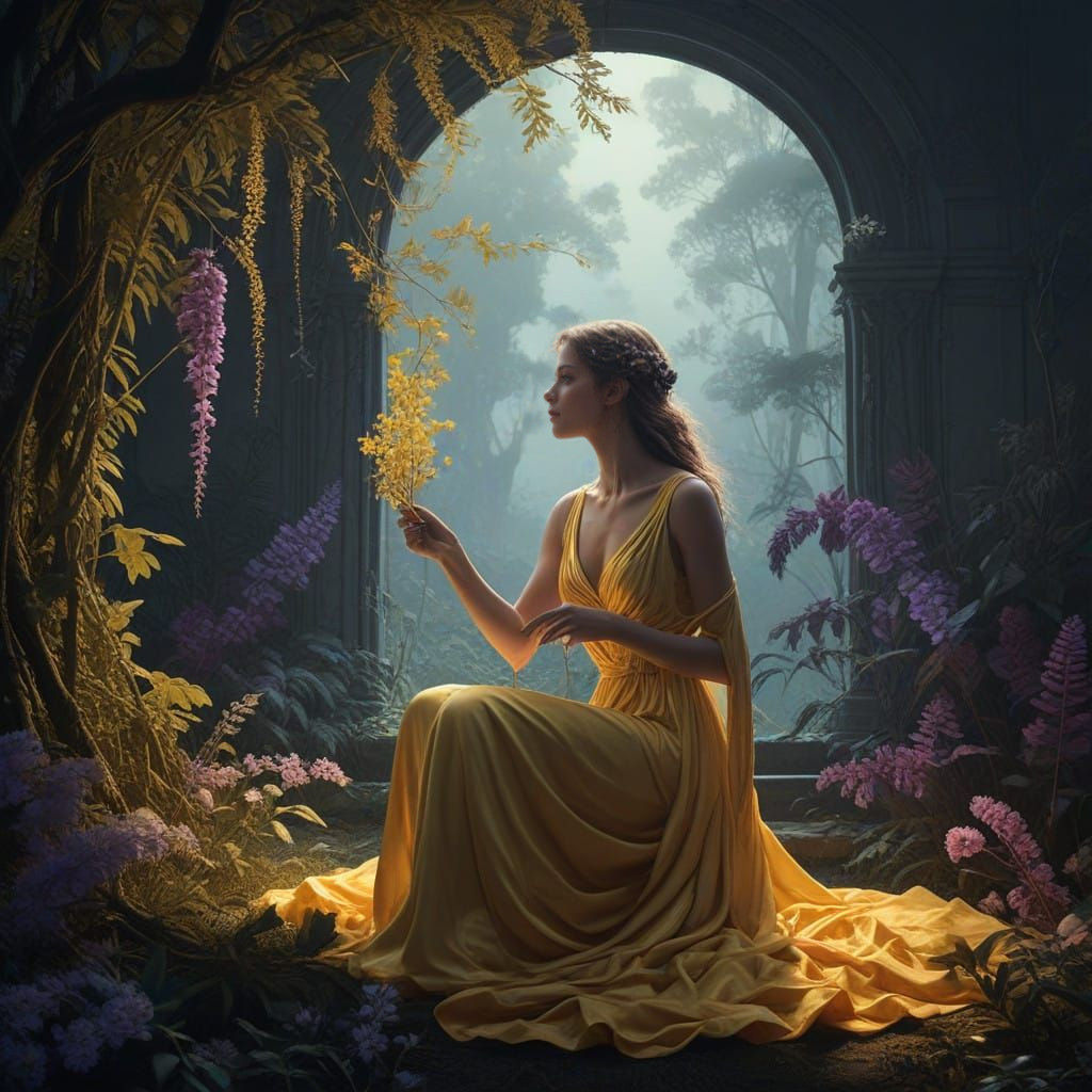 Mimosa Fantasy Scene in Vibrant Colors