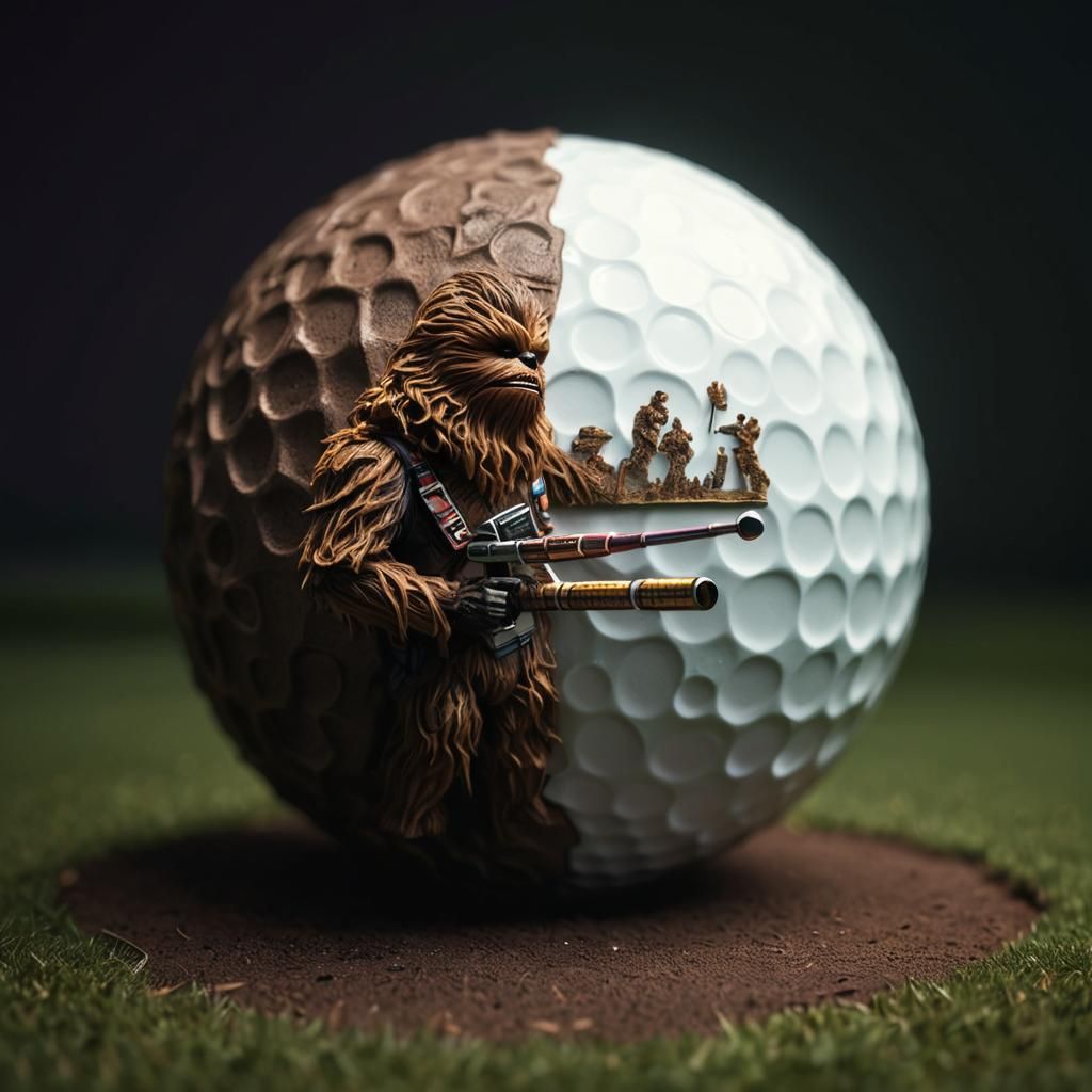 Chewbacca and Han Solo Play Golf: Sci-Fi Illustration