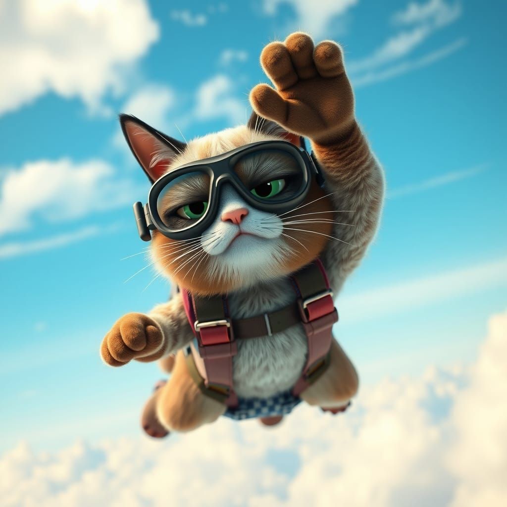 Grumpy Cat Skydiving: A Claymation Adventure