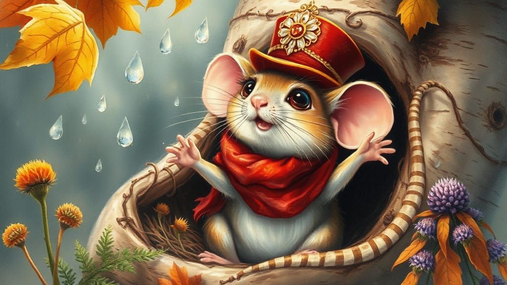 Whimsical Mouse in 19th-Century Art Style