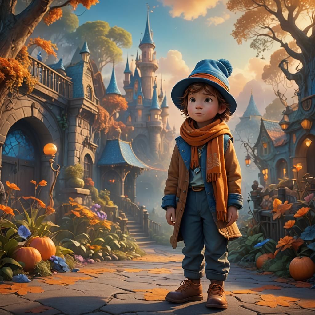 Cute Child in Whimsical Disney-Inspired Fantasy World