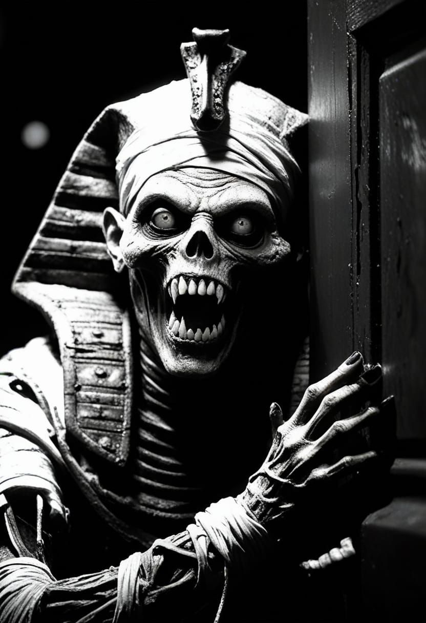 Evil Undead Pharaoh in Film Noir Style