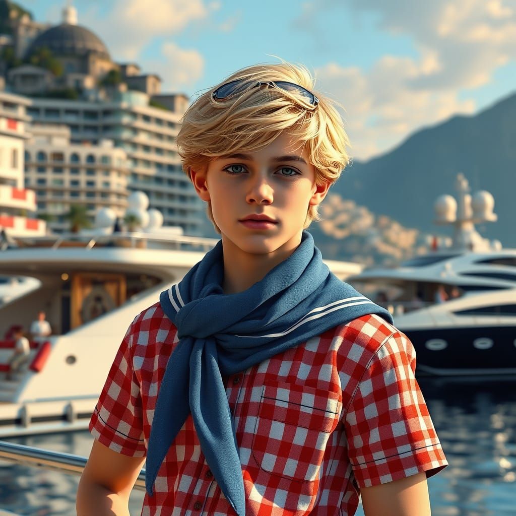 Teenage Boy Portrait in Art Nouveau Style