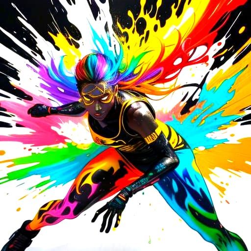 Youth Runs Towards Vibrant Light in Dazzling Street Art