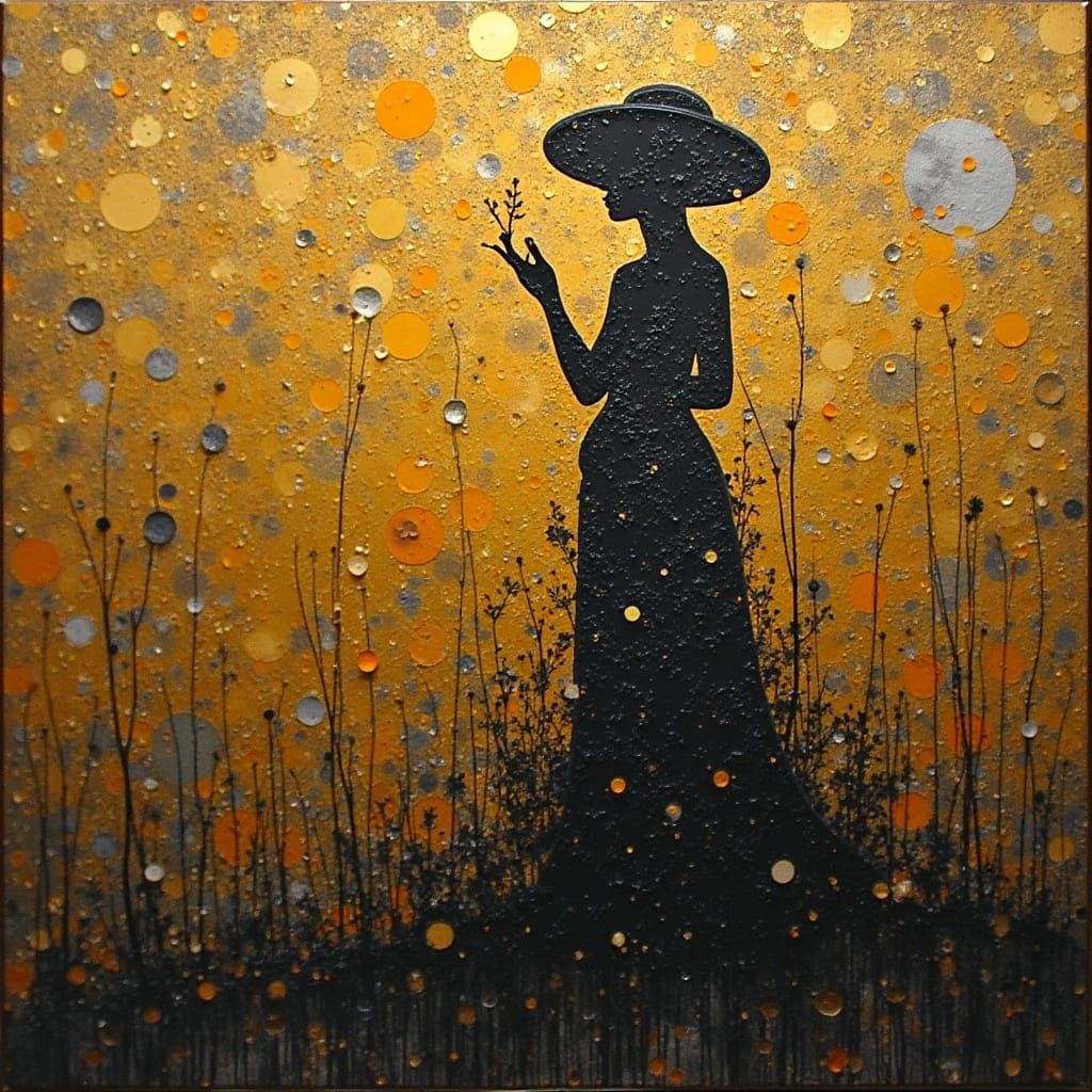 Ethereal Abstract Painting in Klimt's Golden Style