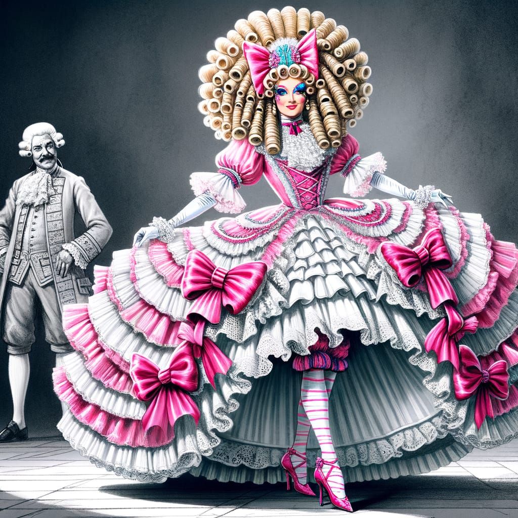 French Maid's Theatrical Bow to British Nobleman