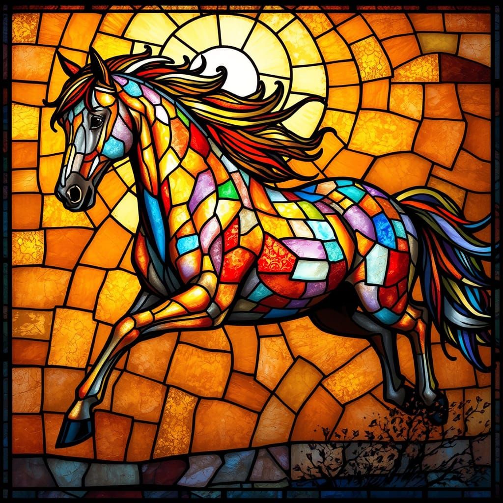 Majestic Horse in Shimmering Iridescent Hues