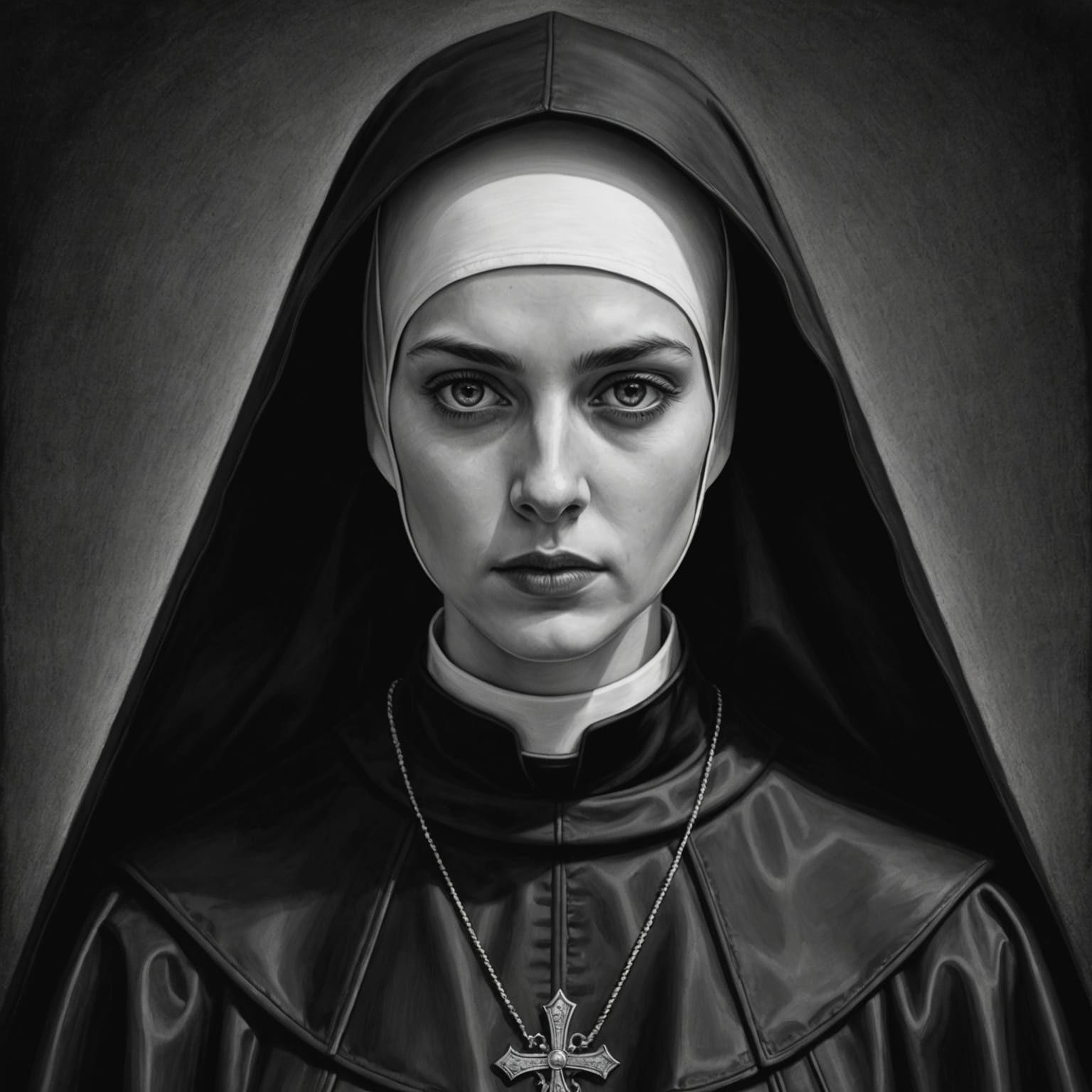 Innocent Trinity: Hyperdetailed Charcoal Drawing of Rubberiz...