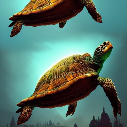 Psychedelic Turtle: A Detailed Fantasy Concept Art