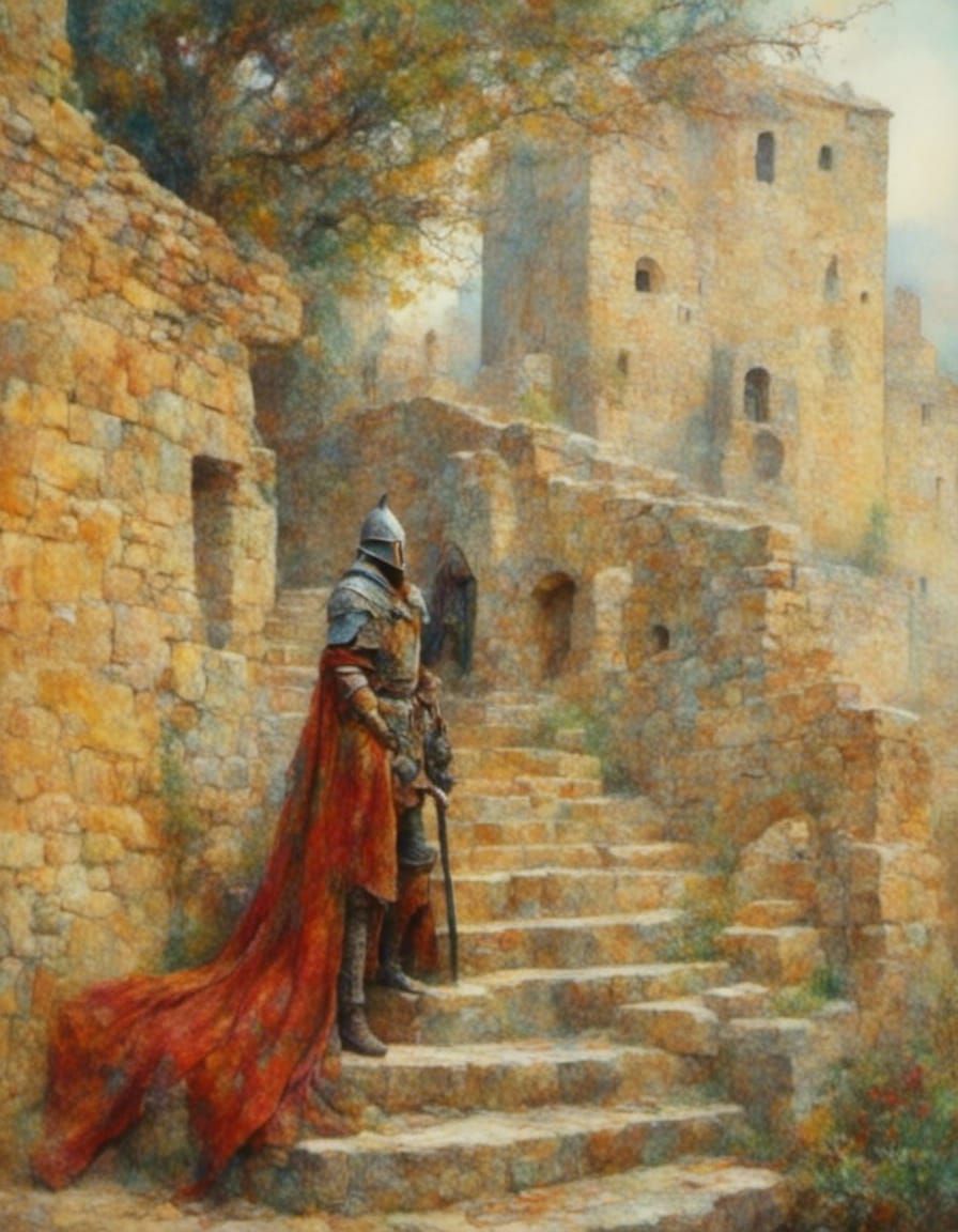 Medieval Knight in Oil Painting Style
