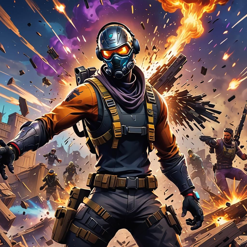 Fortnite Character in Explosive Comic Book Art