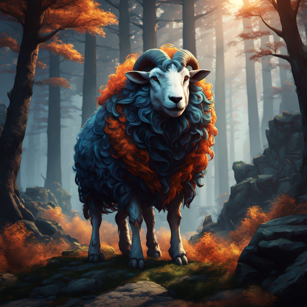 Fantasy Sheep in Wolf's Clothing Oil Painting