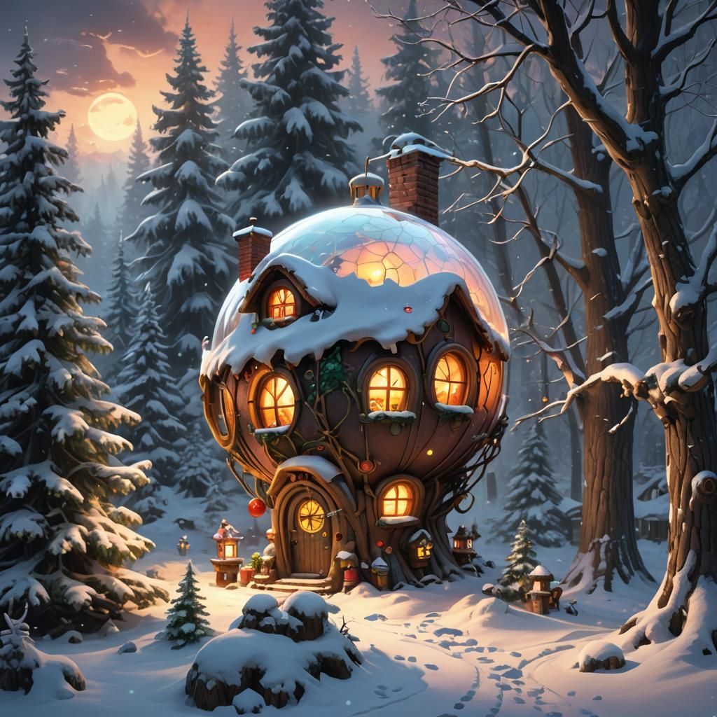Fairy House Inside Christmas Ball Ornament