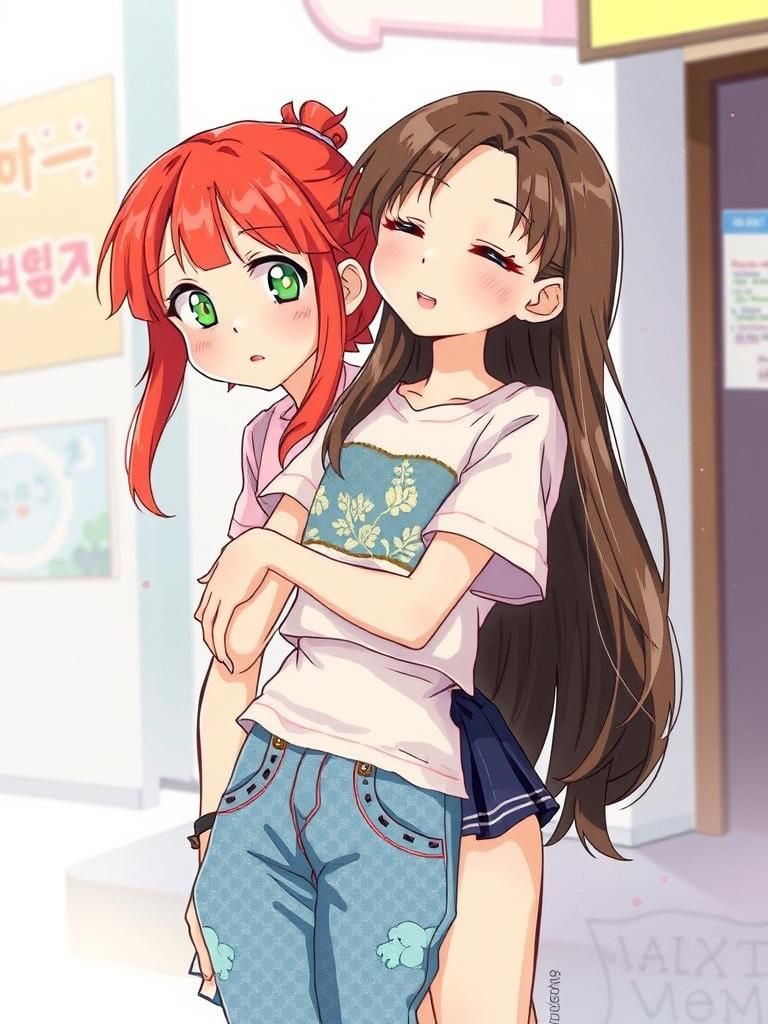 Two Anime Girls in Rie Kuroki Style