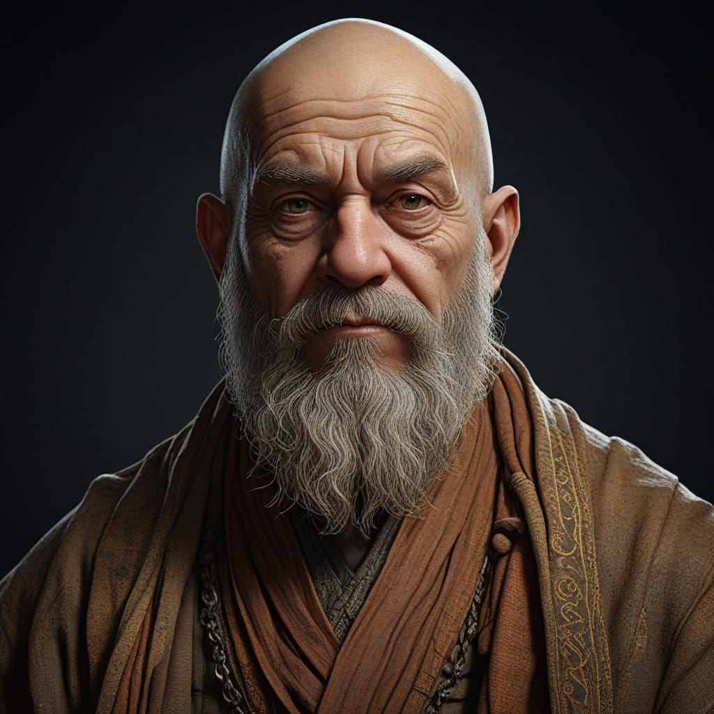 Dwarf Monk in Ancient Realism Style