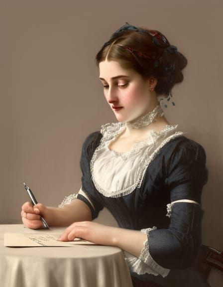 Victorian Woman Portrait in Art Nouveau Style